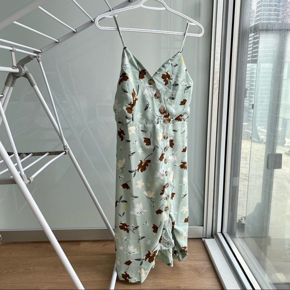 Turquoise floral midi dress - Picture 2 of 3